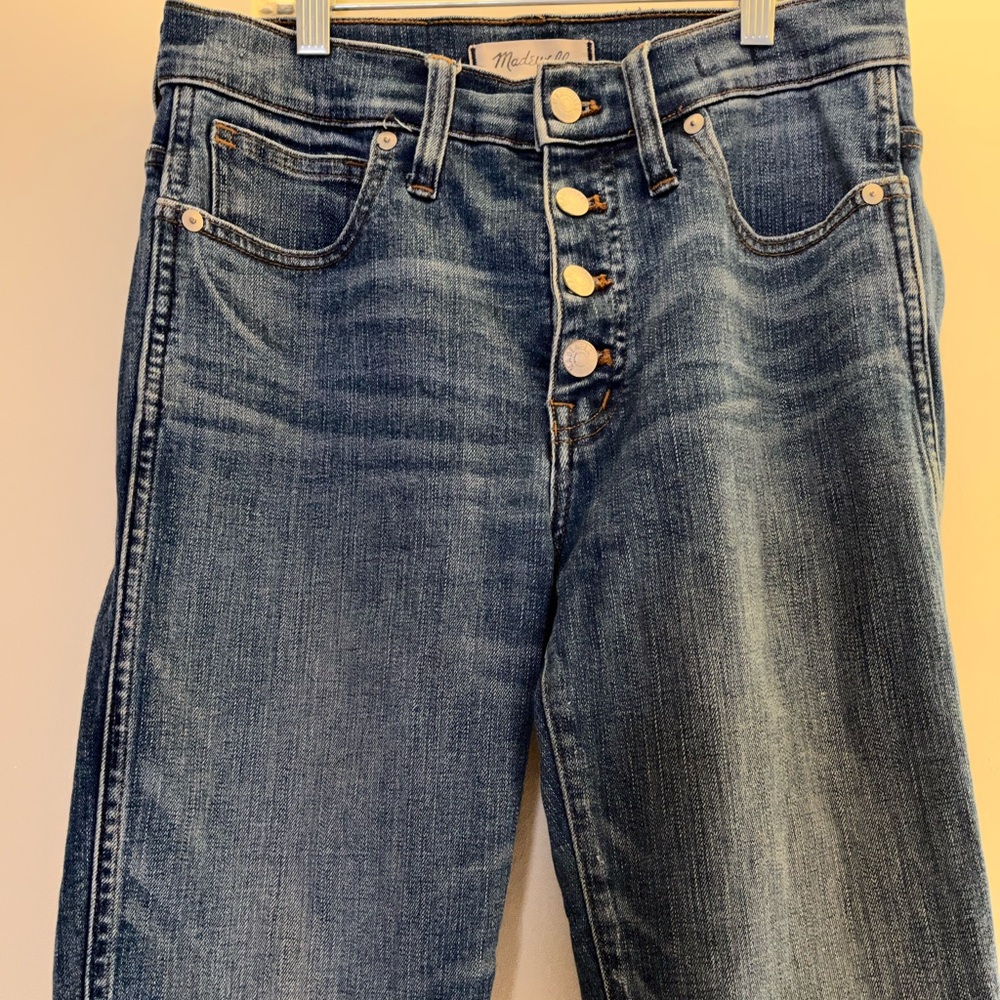 Madewell button front slim straight.
